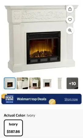 Holly & Martin Huntington Electric Fireplace In Ivory