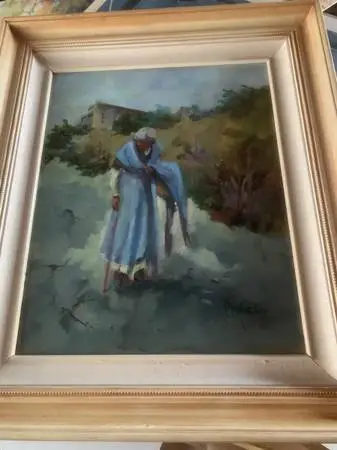 Southwest Woman Original Oil On Canvas Painting Framed