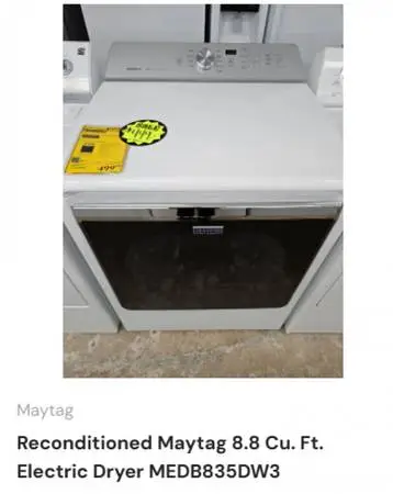 Reconditioned Maytag 8.8 Cu. Ft. Electric Dryer MEDB835DW3