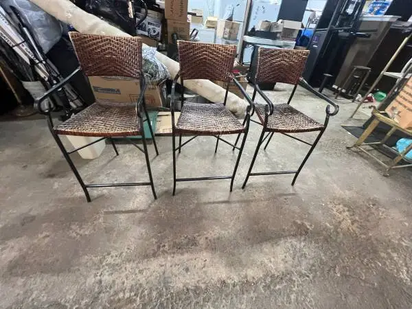 3 Outdoor Wicker & Metal 24 Bar Stools