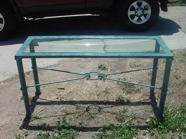 sofa entry hall  table metal frame glass insert