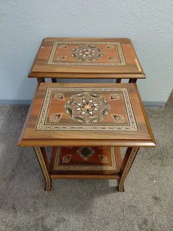 Table small inlaid nesting tables for repair