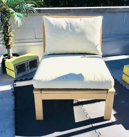 Outdoor wood chair with cushions