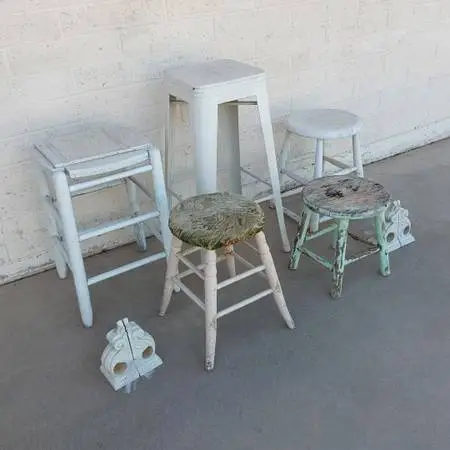 Assorted White Bar Stools / Plant Stands - $10 each or $25 for ALL