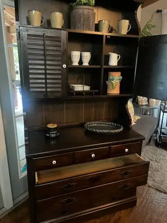 Coffee Bar Hutch Buffet Sideboard - Wooden