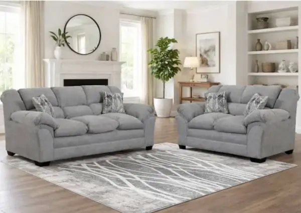Grey fibre puffy over size sofa love seat