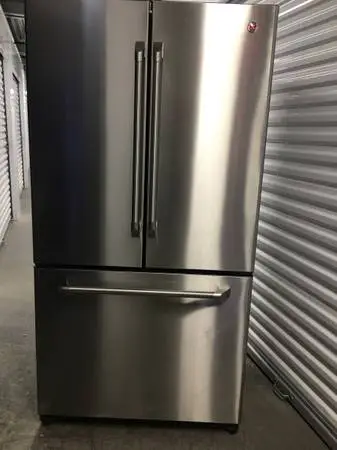 NICE - GE CAFE  21 CU. FT. 3 DOOR REFRIGERATOR - COUNTER DEPTH IN STAINLESS STEE