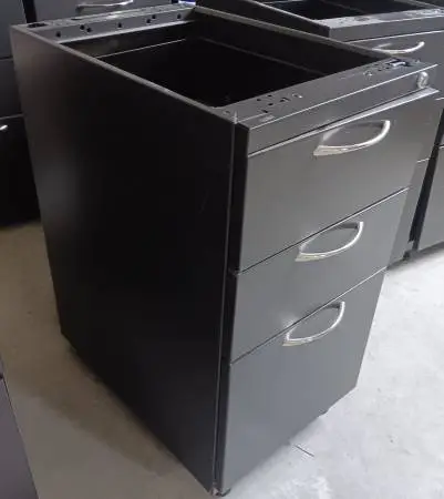 2 Haworth,Pedestals,3 Drawer,File Cabinet,Desk Base,Gray,Rails,Lockabl