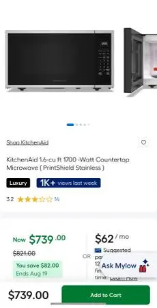 Kitchen Aid brand new microwave