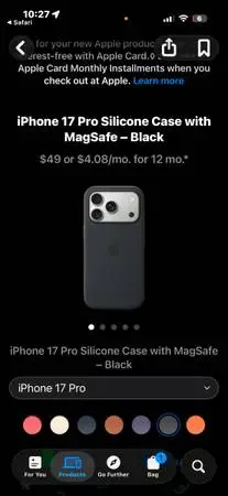 Brand New Iphone 17 Pro Mag Safe Case in black silicone by Apple