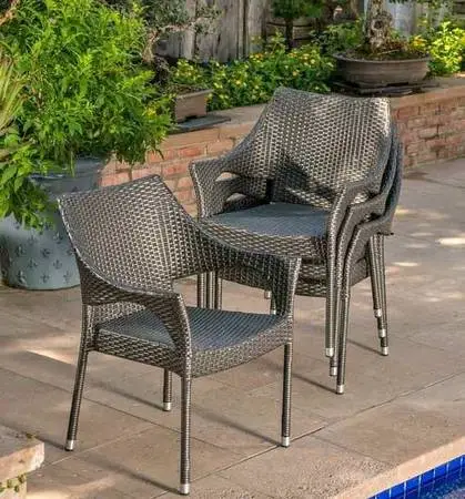 4 outdoor patio wicker stackable chairs