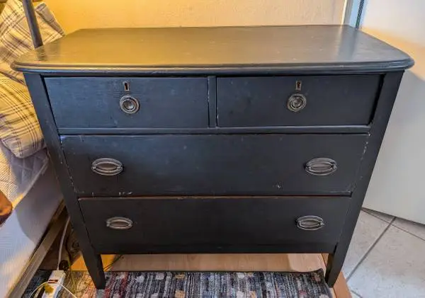 Vintage 4 Drawer Black Dresser
