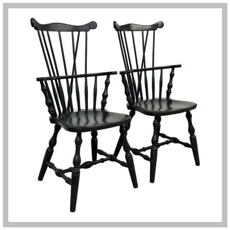 Nichols & Stone Vintage Tall-back Windsor Armchairs, Pair