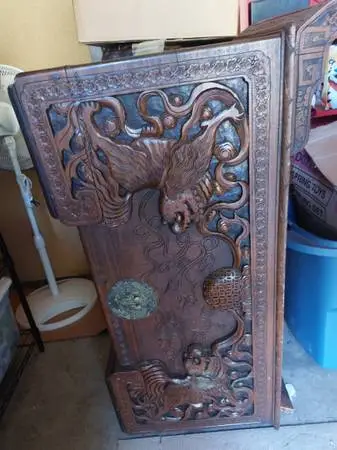 Beautiful heavy carved Chinese trunk
