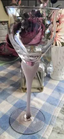6 Sea Mist Amethyst Frosted Stem goblets