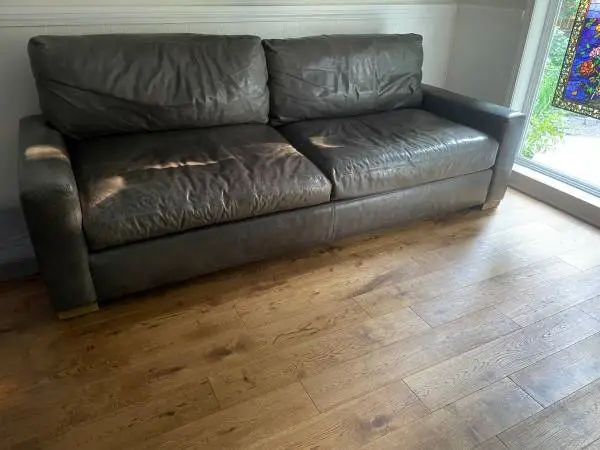 Restoration hardware couch grey leather