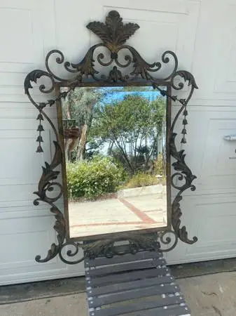 Wrought Iron framed beveled mirror