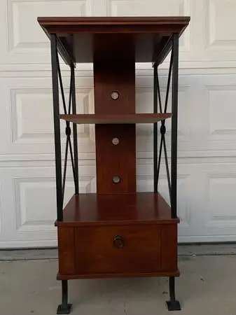 Wooden Storage Shelf Cabinet with Metal Frame