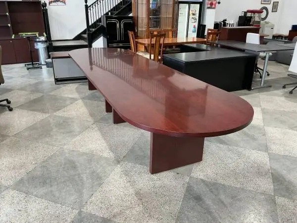 14 x 4 Racetrack oval conference table in Cherry wood finish