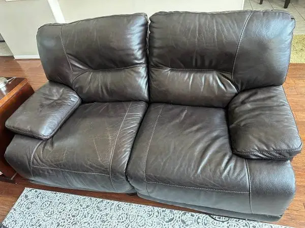 Power Leather Reclining Loveseat