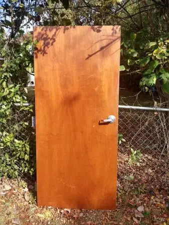Solid birch wood door with hardware and framing