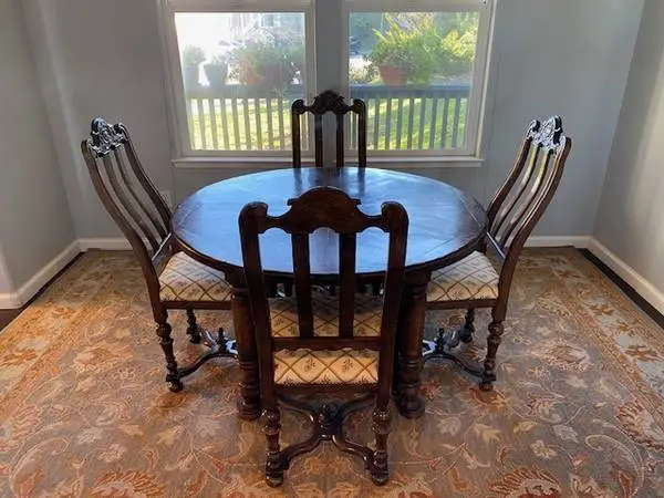 GORGEOUS Vintage Handmade Dining Room Table With Chairs