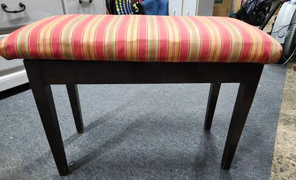 Black Wooden Piano Stool with Upholstered Seat