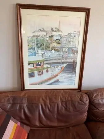 Pier 39 SF Regional Watercolor Patricia Short - Framed 29 x 37