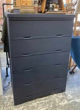 Tall Solid Wood Mid Century Navy Dresser
