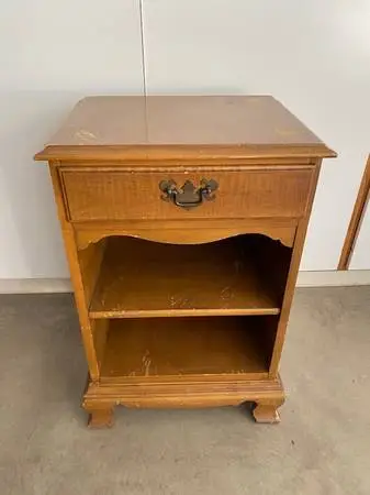 Vintage Solid Maple Nightstand / Bedside Table