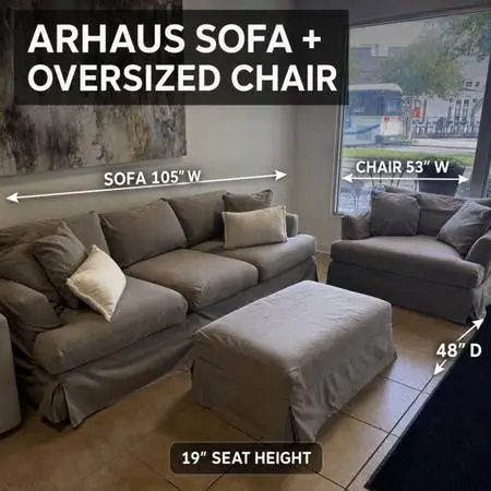 😍Arhaus Gray Sofa & Oversized Chair 🥹 Delivery 🚚