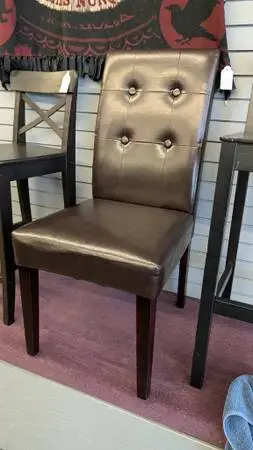 Brown Faux-Leather Button-Tufted Parsons Dining Chair