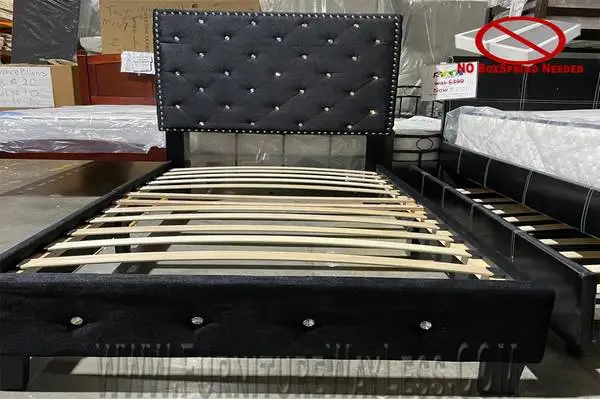 Factory Direct Black Suede Platform Bed - Twin Size Bed