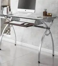 Techni Mobili 43 Glass Computer Desk With Keyboard Tray