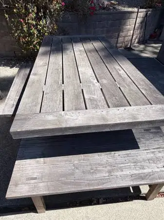 Outdoor Teak table and 4 bench seating