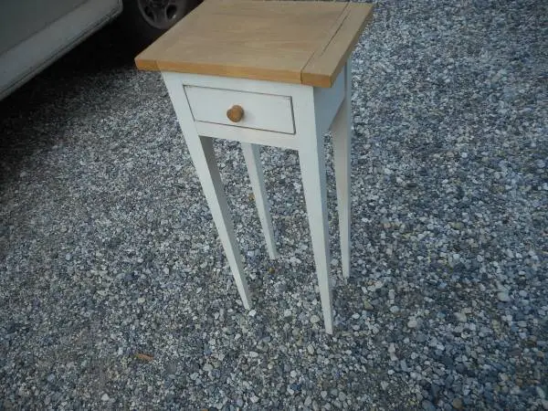White and Natural Modern Stand w/ Drawer