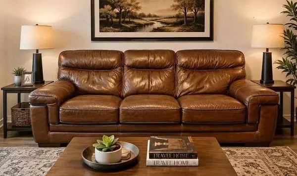 Premium Genuine Leather Sofa – Like New