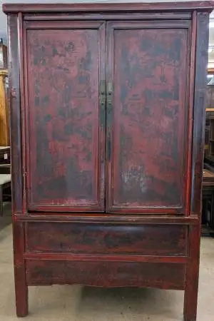 Antique Oriental Solid Wood Storage Armoire / Wardrobe / Cabinet