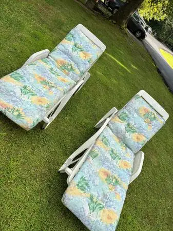 POOL/ PATIO/DECK LOUNGE CHAIRS PRICE FOR BOTH CHAIRS WITH CUSHIONS