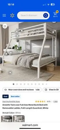 White Twin Over Queen Bunk Bed