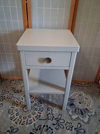 ✨ Retro Steel 1-Drawer Nightstand / Side Table – Original Brass Pull ✨