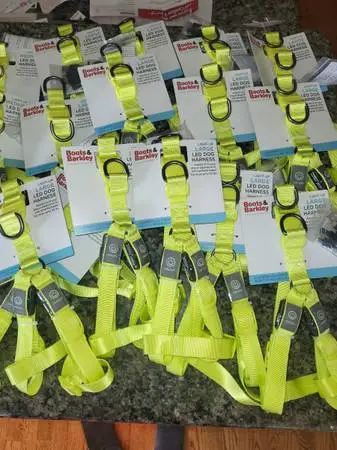 Lot of 28 nwt rechargeable vibrant green led dog harness lights up