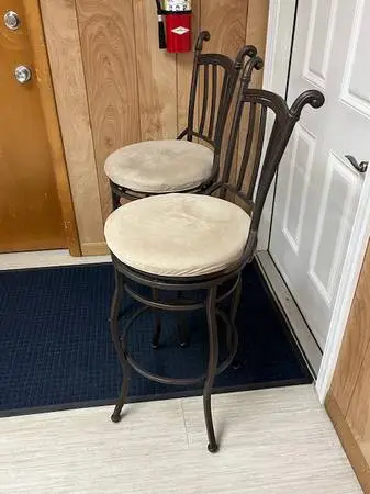 2 Gorgeous 29 High-back Iron Frame Swiveling Bar Stools