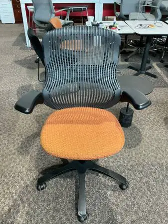 Knoll Generation Office Chair w/ Gray Back and Orange Fabric Seat