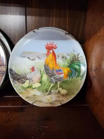Vintage Rooster Chicken Hen Decorative Plates