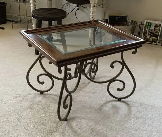 End Table - Glass, Metal, Wood, Beautifully unique!