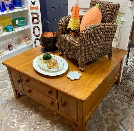 Handsome Large Solid Wood Coffee Table w/ Storage