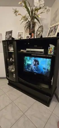 Entertainment Cabinet TV with Glass Cabinet Door