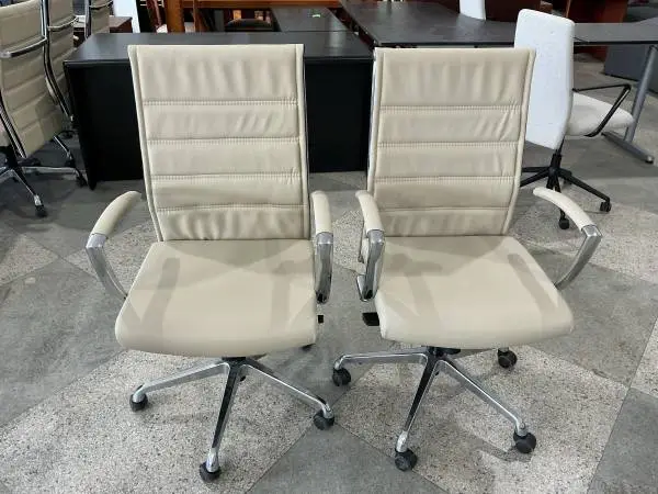 high back swivel Office / Conference Chair by OFS in Beige Leather