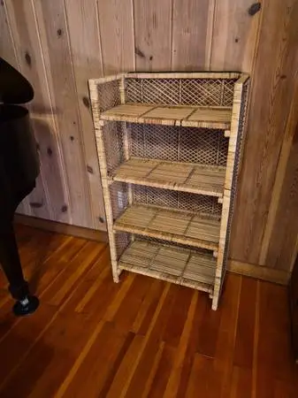 1970s wicker rattan book case